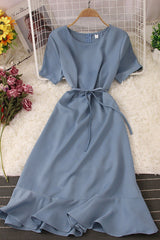 Short Sleeve Strappy Maxi Dress