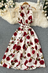 Flower Print Sleeveless Maxi Dress