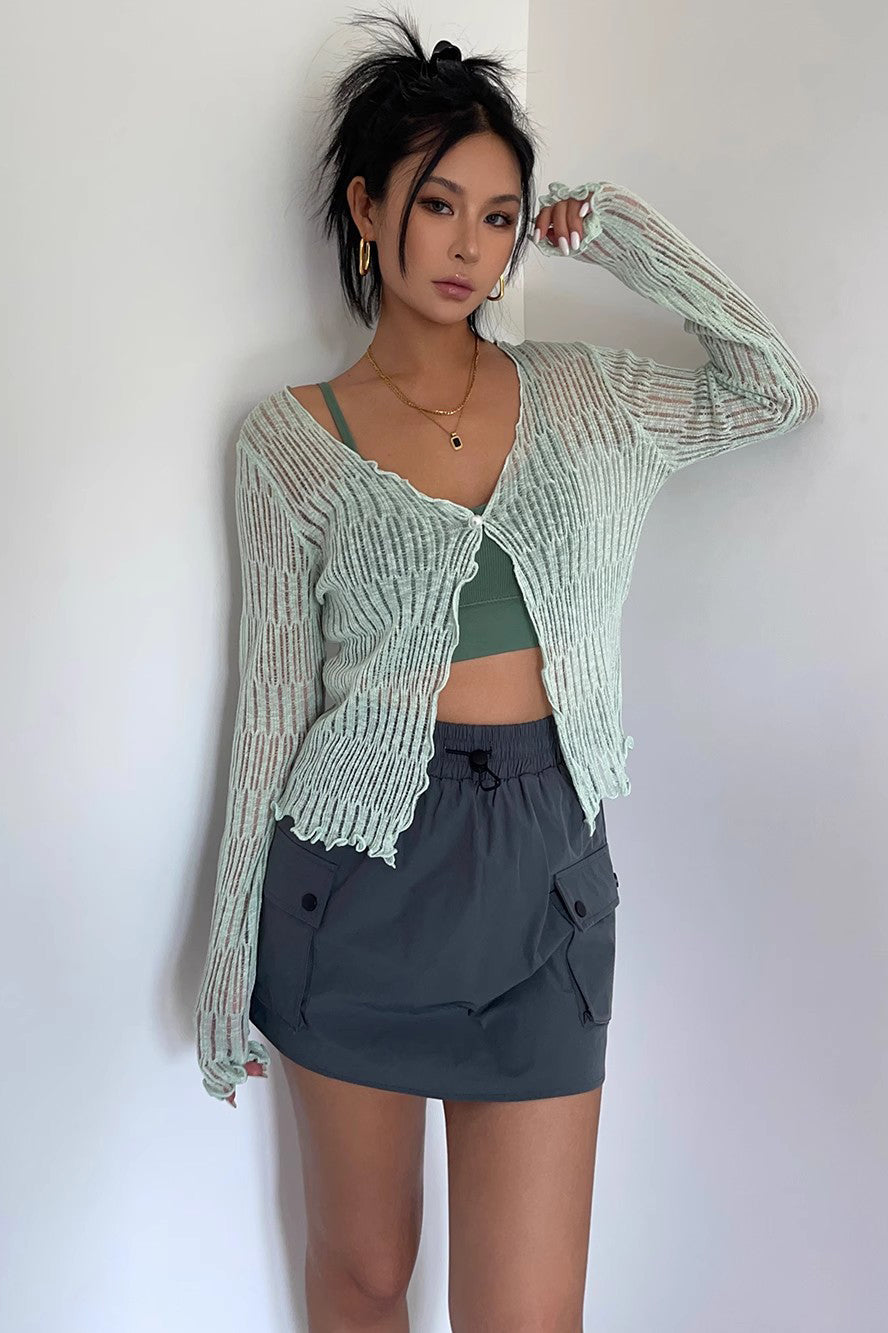 Drawstring Elastic Waist Shorts Skirt