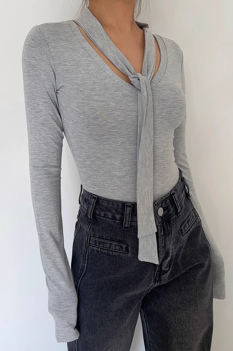 Wrap V-Neck Fitted Tops Shirt