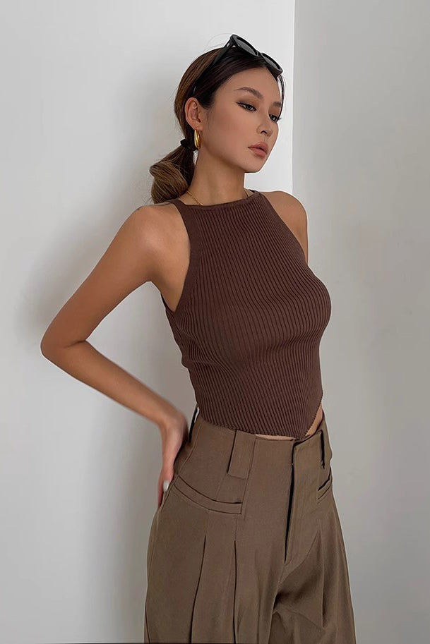 Sleeveless Ribbed Tank Tops Fitted Cami Tee Shirts