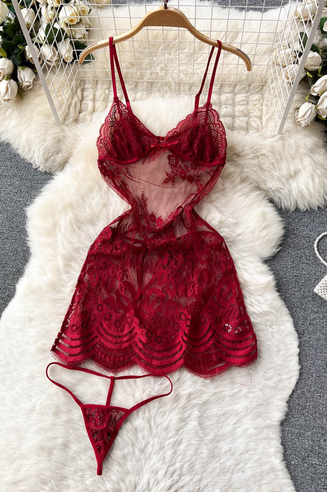 Lace Hollow Strap Dress