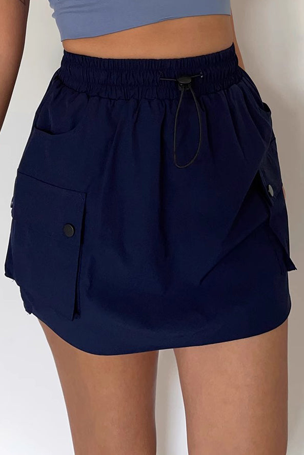 Drawstring Elastic Waist Shorts Skirt