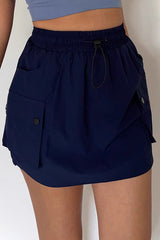 Drawstring Elastic Waist Shorts Skirt
