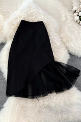 Bodycon Irregular Gauze Fishtail Skirt
