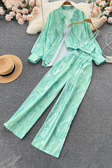 Shirt Tops Vest Tank Pants Trousers Set Three-Piece