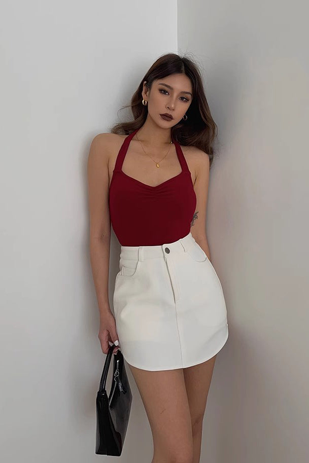 Backless Fitted Basic Crop Tank Tops