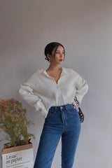 Rib-knit Drop Sleeve Buttoned Front Sweater Cardigan