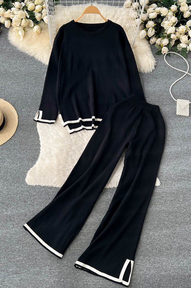 Long Sleeve Tops Pants Trousers Set Two-Piece