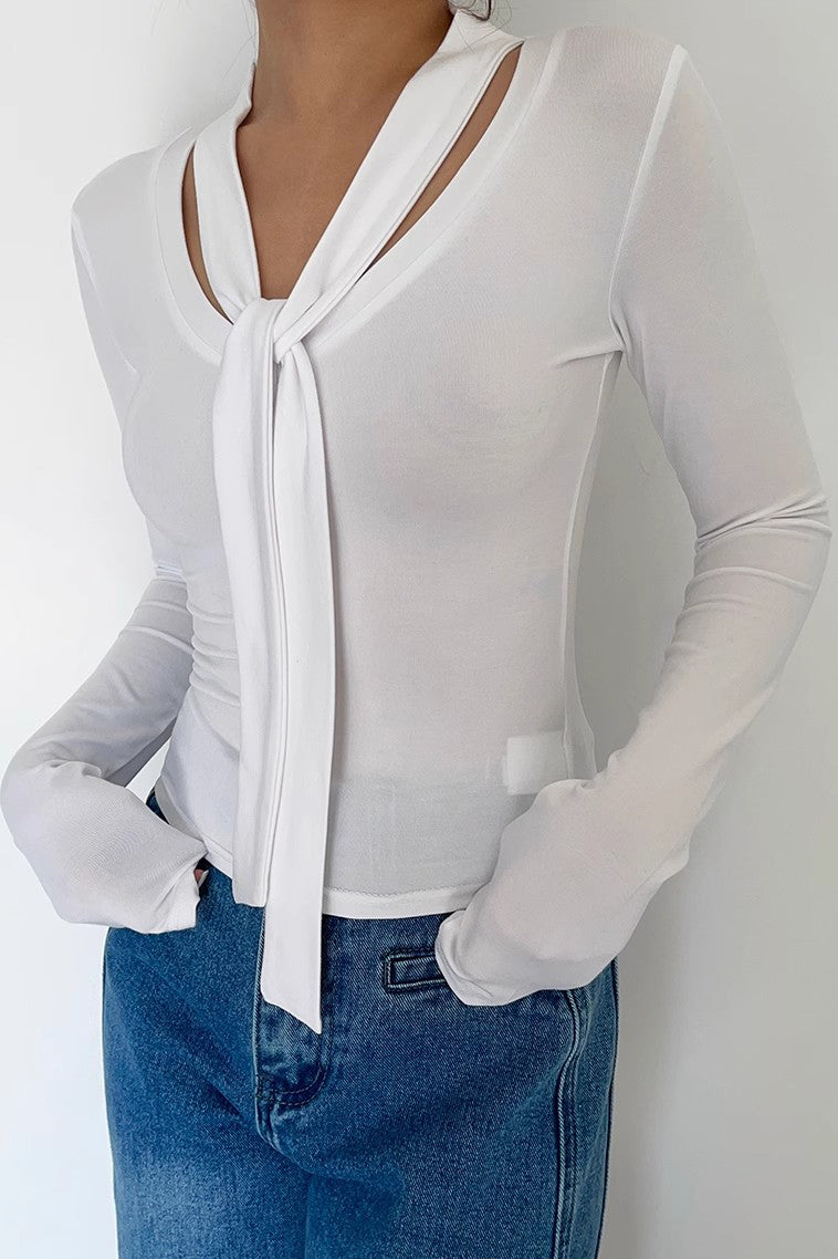 Wrap V-Neck Fitted Tops Shirt