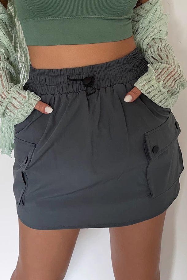 Drawstring Elastic Waist Shorts Skirt