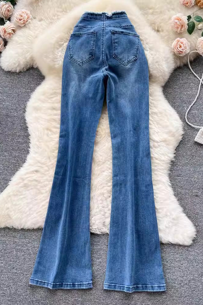Ruffle High Waist Pants Trousers Jeans