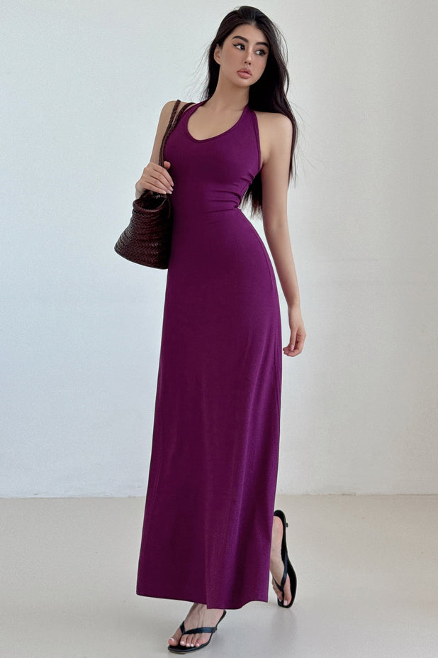 Backless Sleeveless Strap Bodycon Maxi Dress