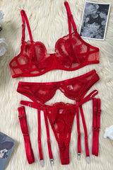 Gauze Embroidery Underwear Lingerie Set