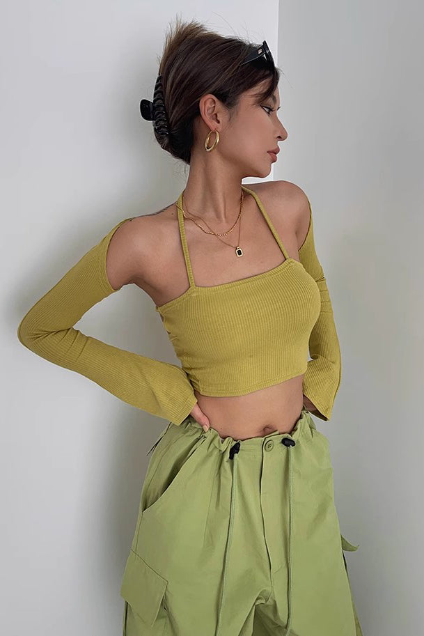 Long Sleeve Ribbed Fitted Tops Shirt