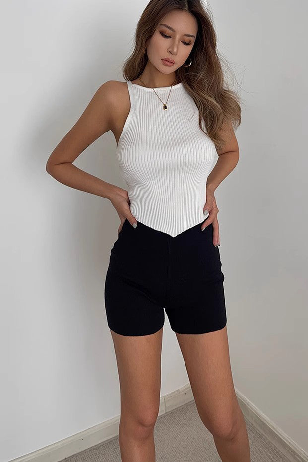 Sleeveless Ribbed Tank Tops Fitted Cami Tee Shirts