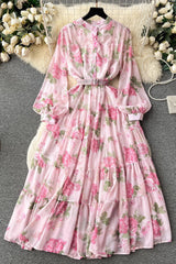 Chiffon Long Sleeve Floral Maxi Dress