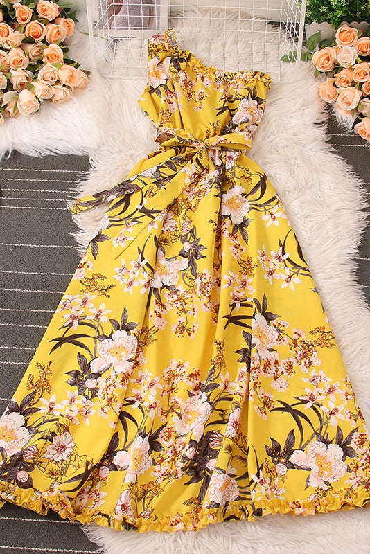 Floral Lace Slash Neck Maxi Dress