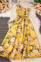 Floral Lace Slash Neck Maxi Dress