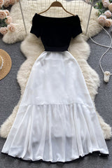 Lapel Strappy Short Sleeve Irregular Maxi Dress