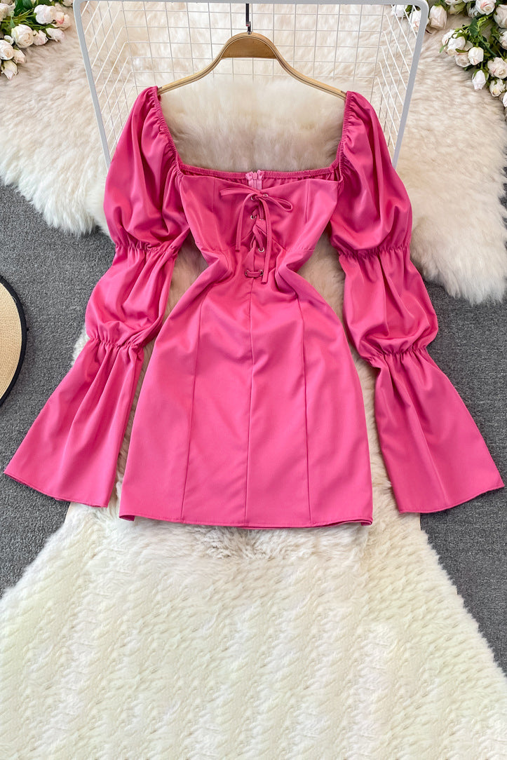 Crisscross Strappy Backless Long Sleeve Dress