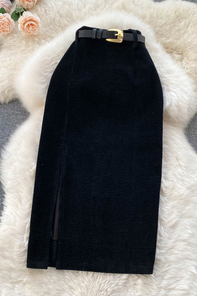 Retro Bodycon Split Skirt