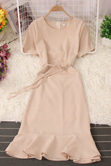 Short Sleeve Strappy Maxi Dress