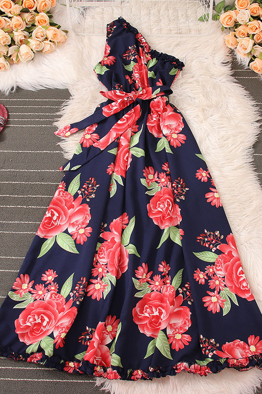 Floral Lace Slash Neck Maxi Dress