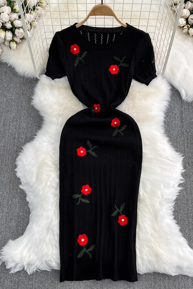 Short Sleeve Knit Maxi Dress