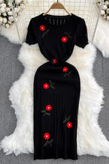 Short Sleeve Knit Maxi Dress
