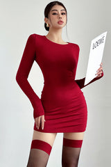 Backless Crisscross Strappy Long Sleeve Mini Dress