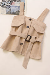 Buttons Strap Sleeveless Strappy Vest Tank Tops