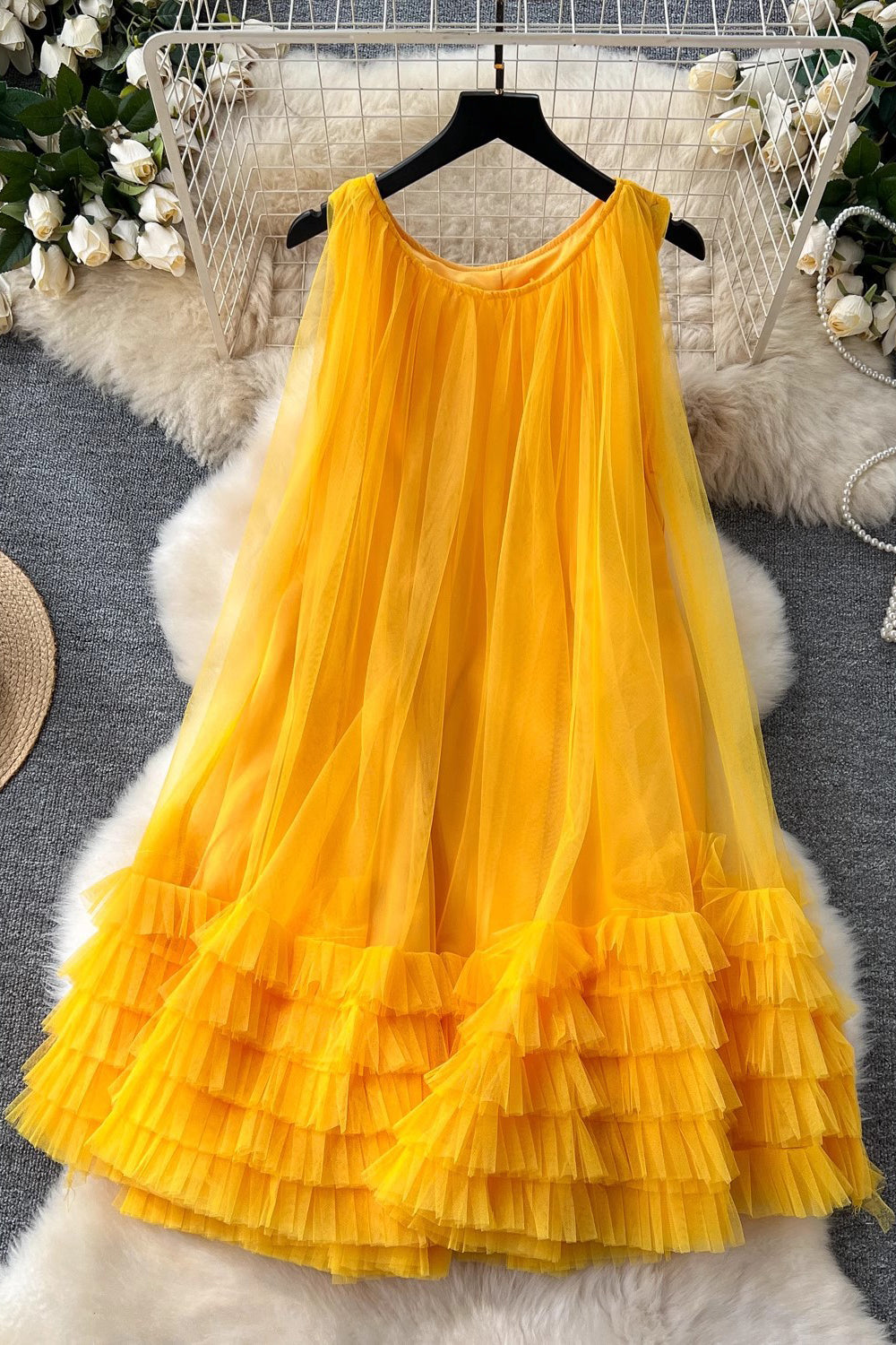 Gauze Sleeveless Lace Mini Dress