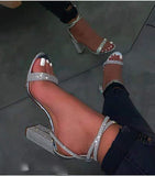Sparkle Scene Rhinestone Chrome Block Heels