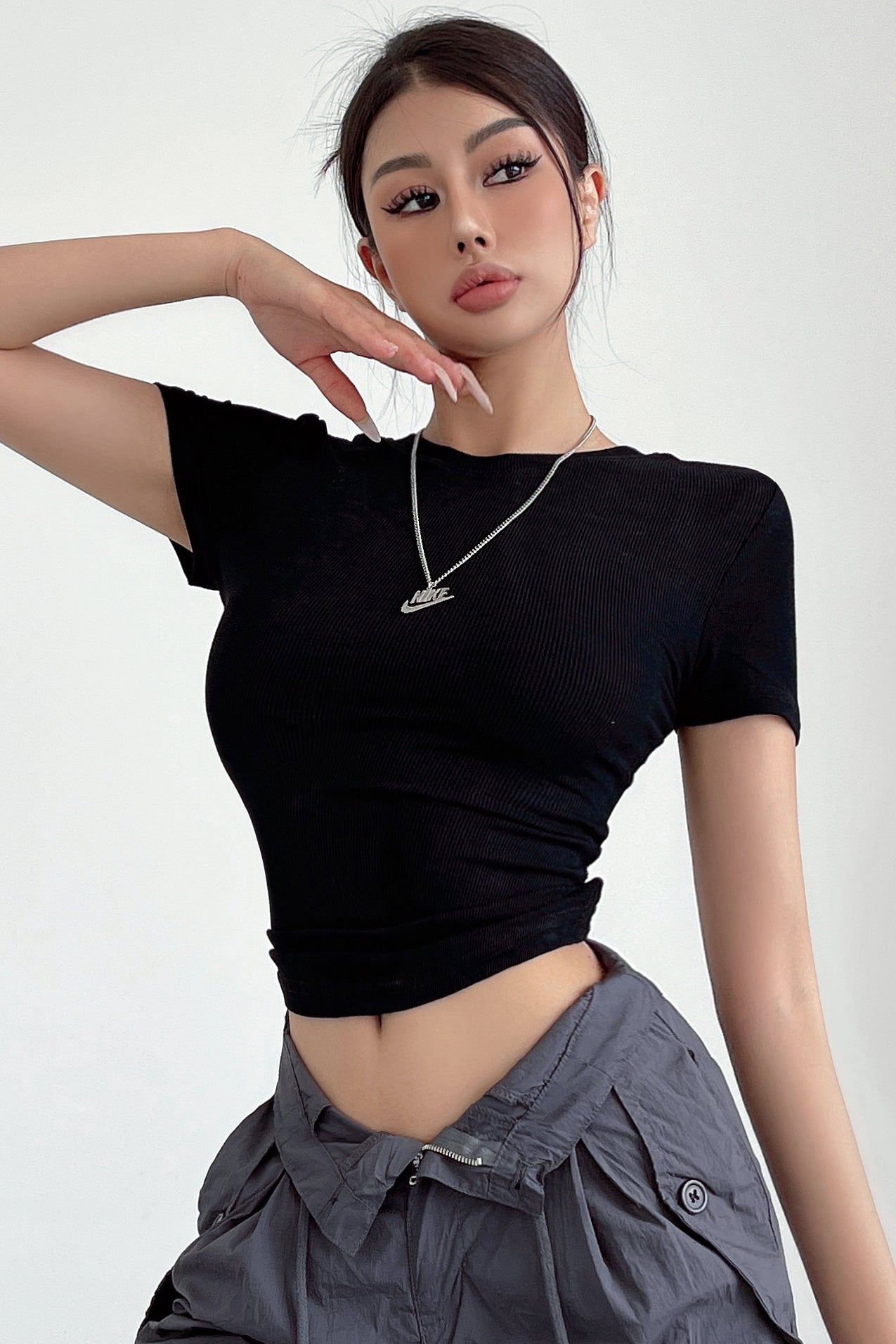 Tight Stretch Scoop Neck Short Sleeve Tops