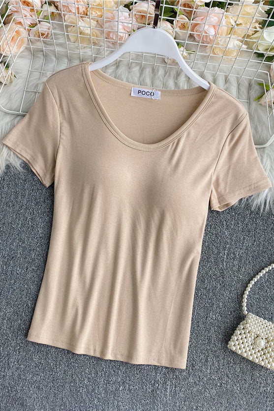 Scoop Neck Short Sleeve T-Shirt Top