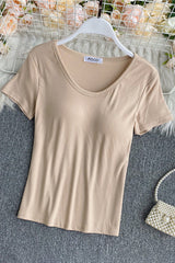 Scoop Neck Short Sleeve T-Shirt Top
