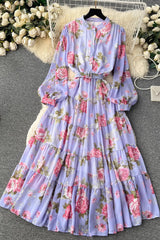 Chiffon Long Sleeve Floral Maxi Dress