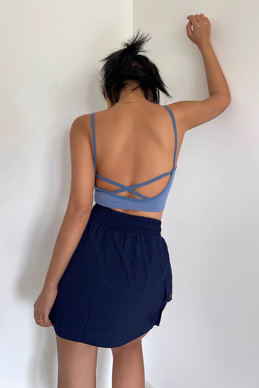 Drawstring Elastic Waist Shorts Skirt