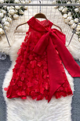 Bow Three-Dimensional Flower Bud Sleeveless Vest Tank Top