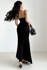 Sleeveless Strap Backless Ruffle Maxi Dress