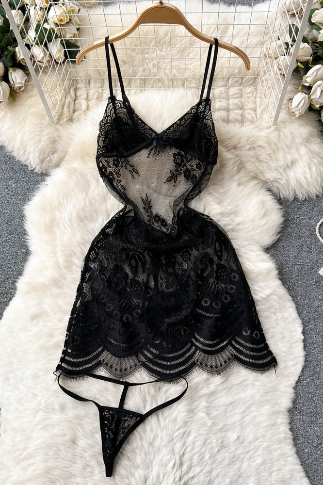 Lace Hollow Strap Dress