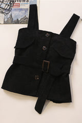 Buttons Strap Sleeveless Strappy Vest Tank Tops