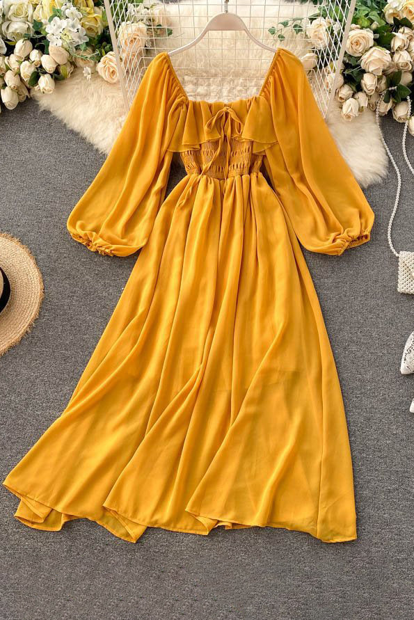 Chiffon Strappy Long Sleeve Maxi Dress