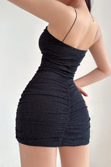 Gauze Sleeveless Strap Ruffle Mini Dress