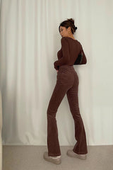 Nature High Waist Slant Pocket Flared Leg Pants