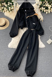 Casual Sport Hooded Zip Coat Strap Cami Crop Vest Tank Top Pants Trousers Sweatpants Set Three-Piece