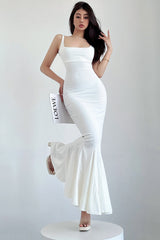 Square Neck Sleeveless Strap Backless Maxi Dress