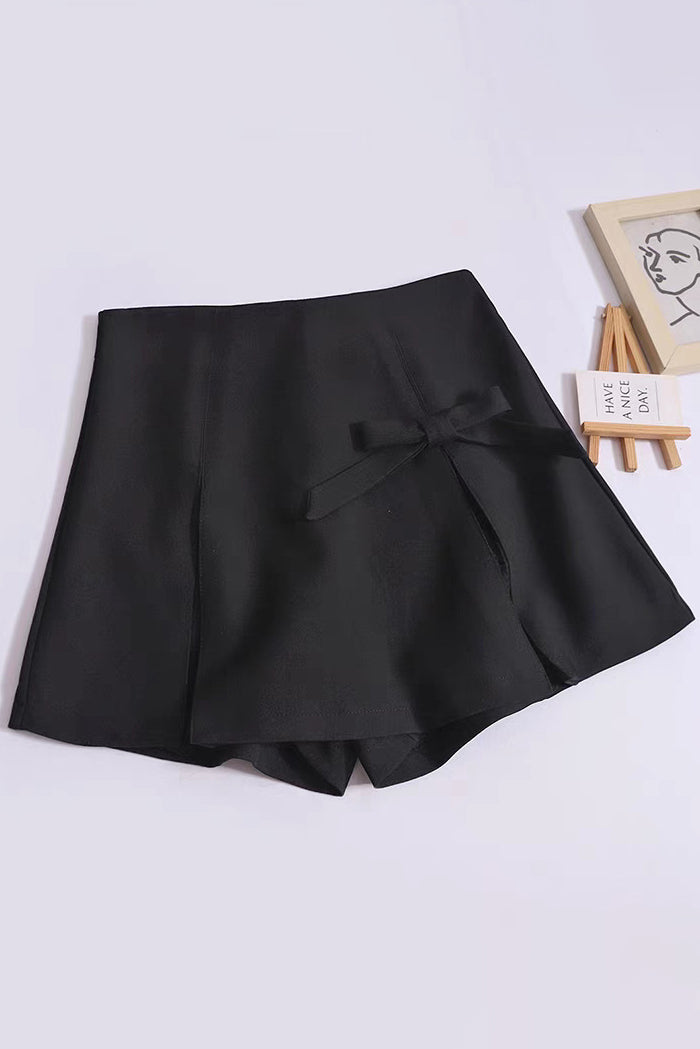 Bow Split A-Line Skirt Shorts