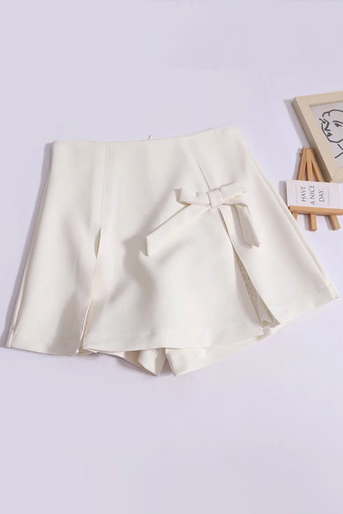 Bow Split A-Line Skirt Shorts